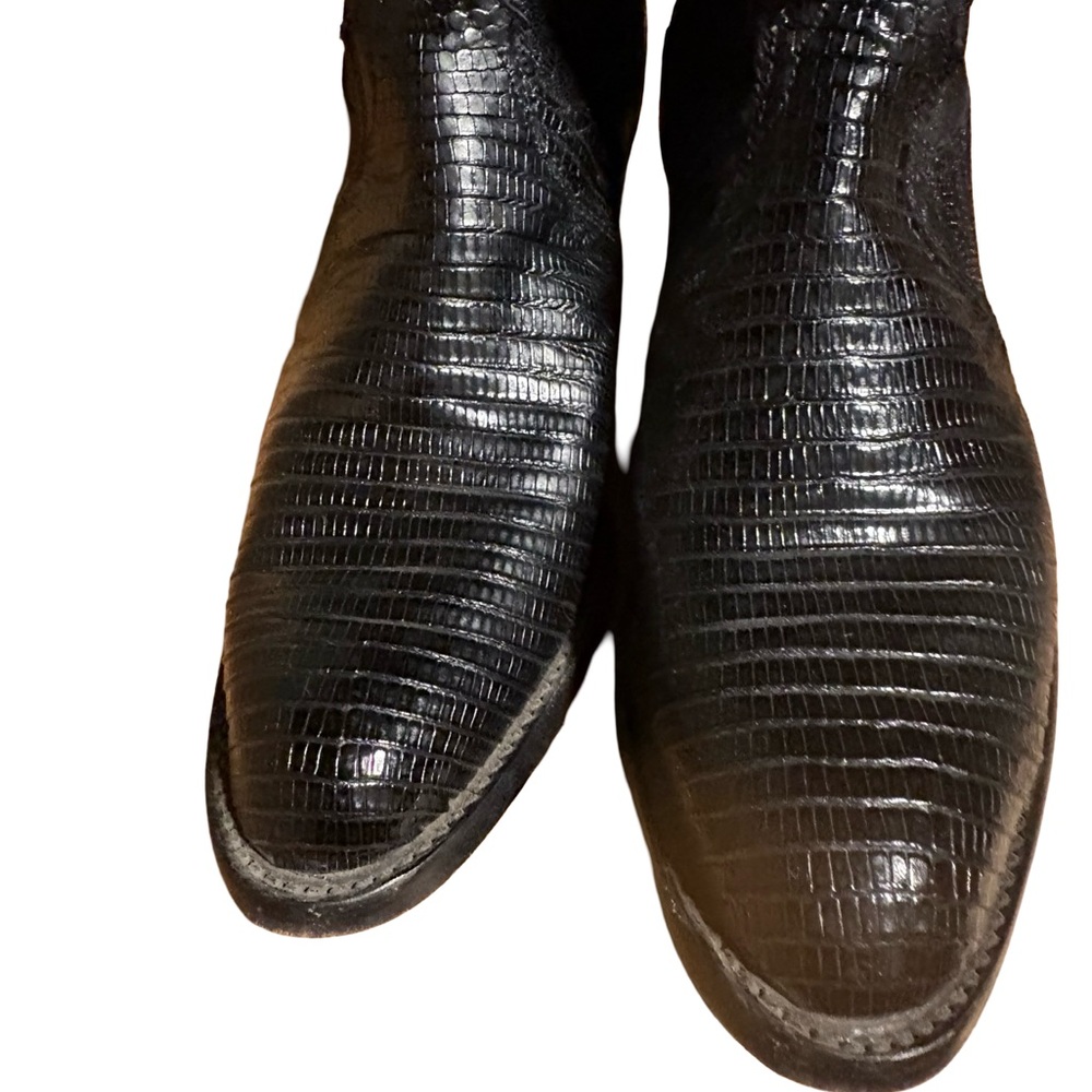1980s Justin Boots Black Leather Women’s Vintage Western Cowboy Cowgirl size 7 - Picture 7 of 11